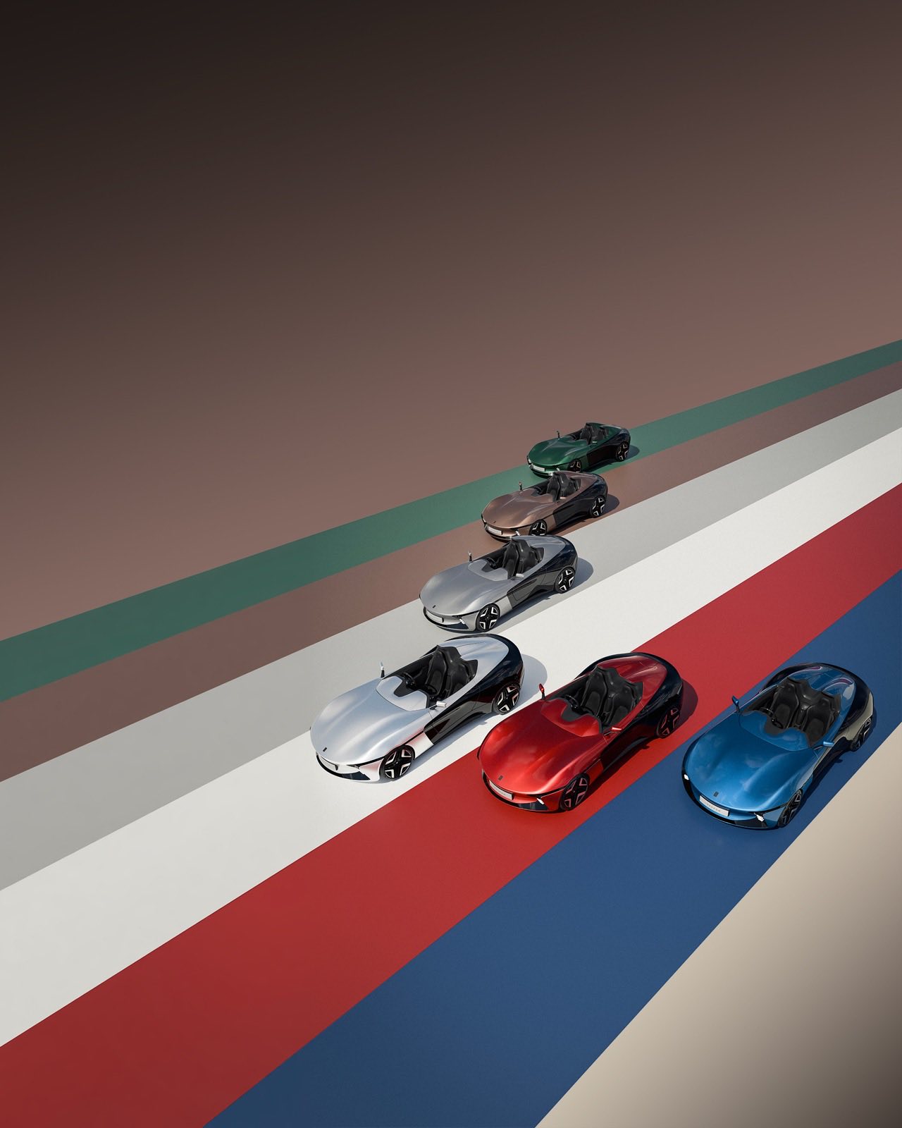 Six Longbow Speedsters in the launch colours