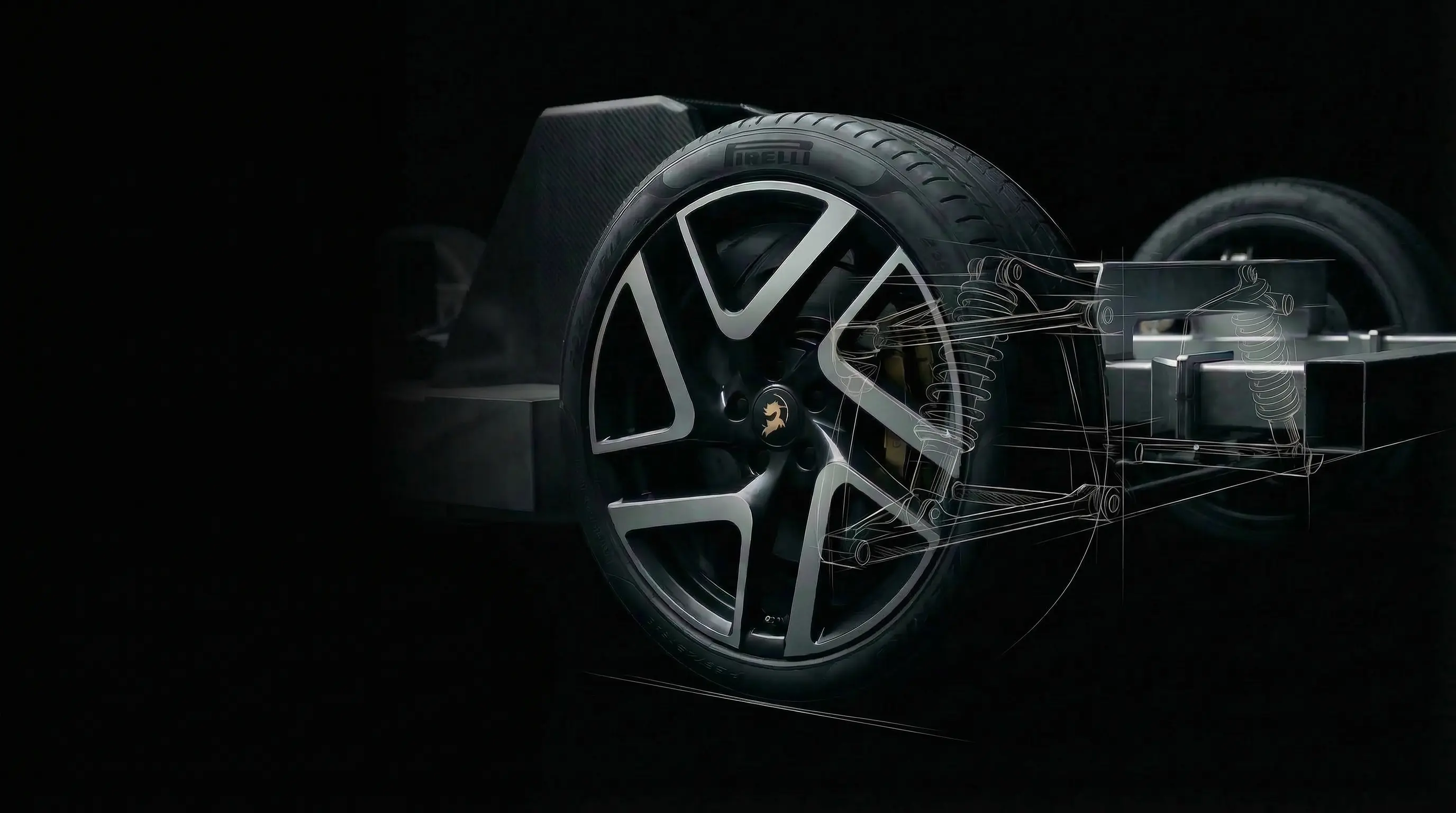 Double wishbone suspension and Pirelli P Zero tyre